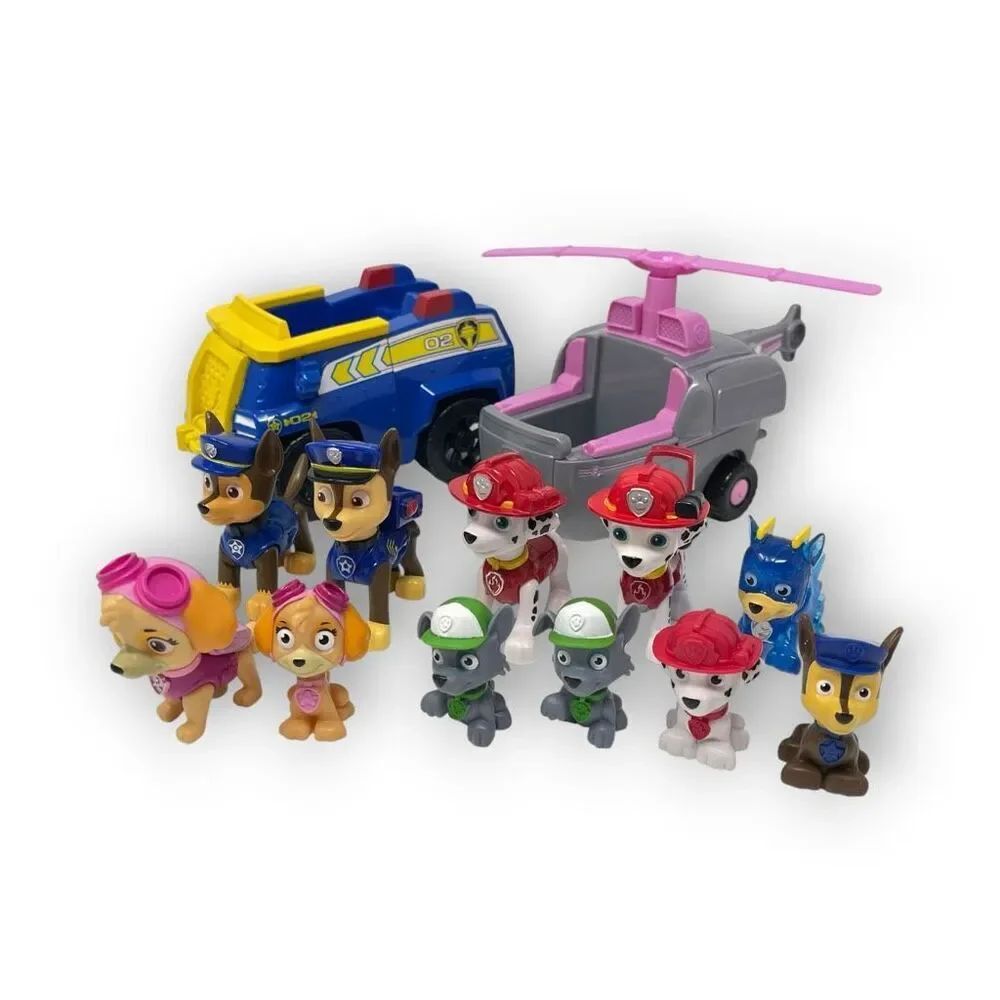Paw Patrol Rescue Pups Skye & Helicopter Chase & Police Cruiser Extra Figure Lot